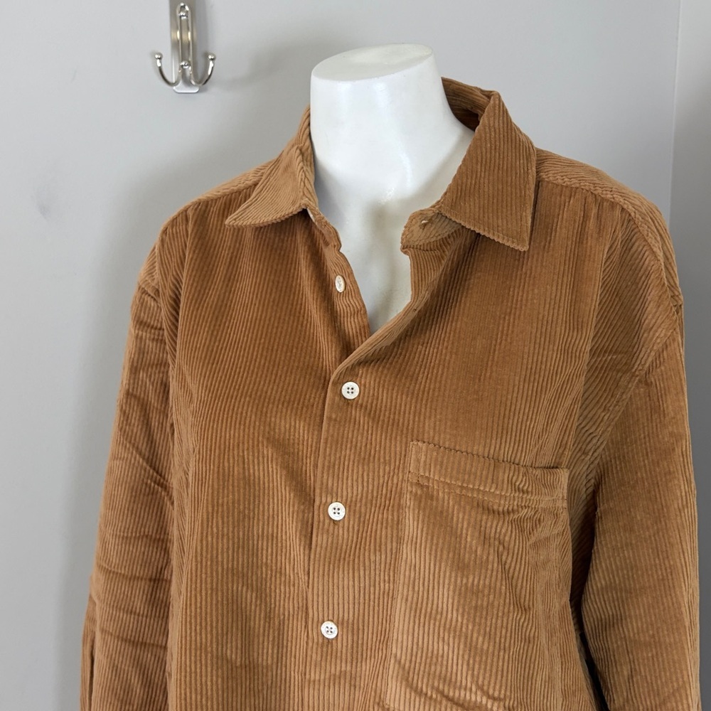 AYR The Deep End Corduroy Button Up Shirt Chipwich Tan Womens Camel Sz XL - Picture 4 of 14